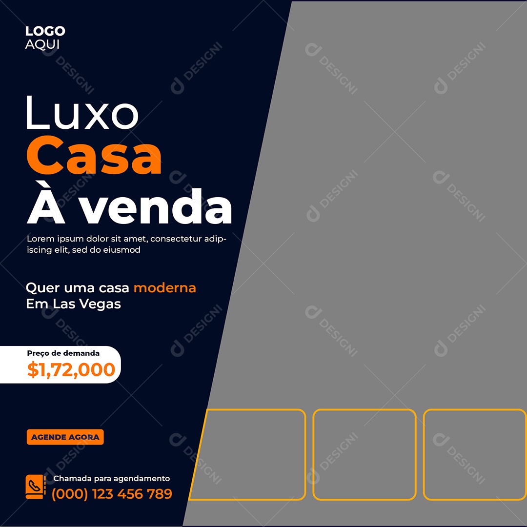 Imobiliária Luxo Casa á Venda Social Media PSD Editável