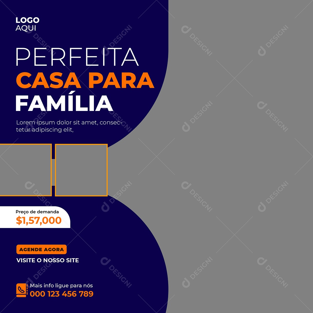Imobiliária Casa Perfeita Para Família Venda Social Media PSD Editável