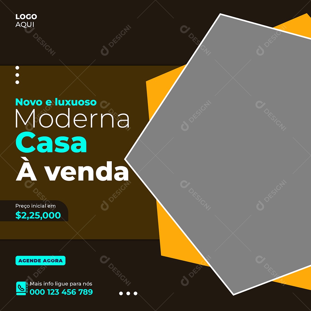 Imobiliária Casa Moderna á Venda Social Media PSD Editável