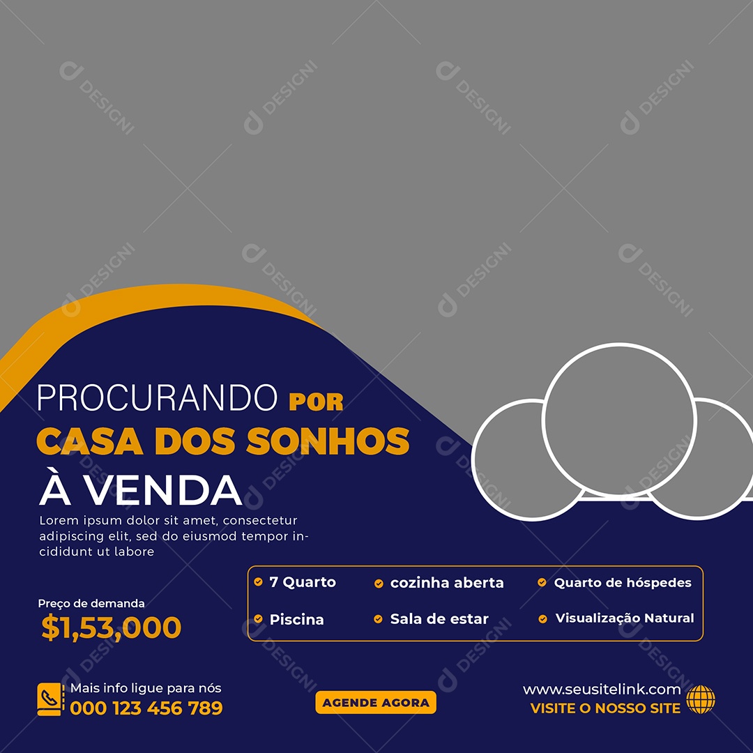 Imobiliária Procurando Casa Dos Sonhos Social Media PSD Editável