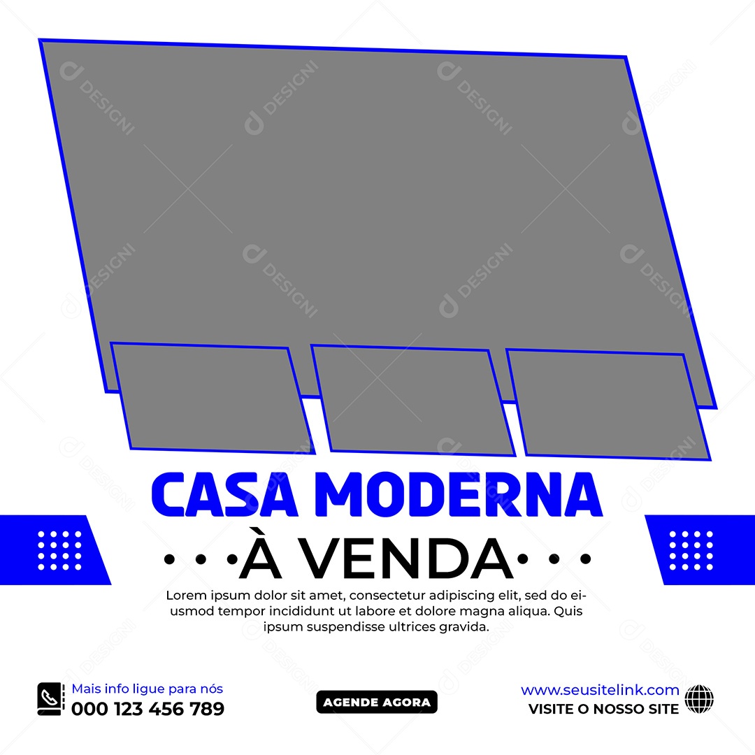 Imobiliária Casa Moderna á Venda Social Media PSD Editável