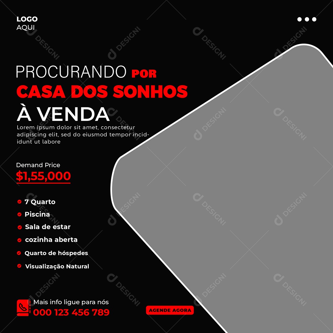 Corretora Procurando Por Casa Dos Sonhos Social Media PSD Editável