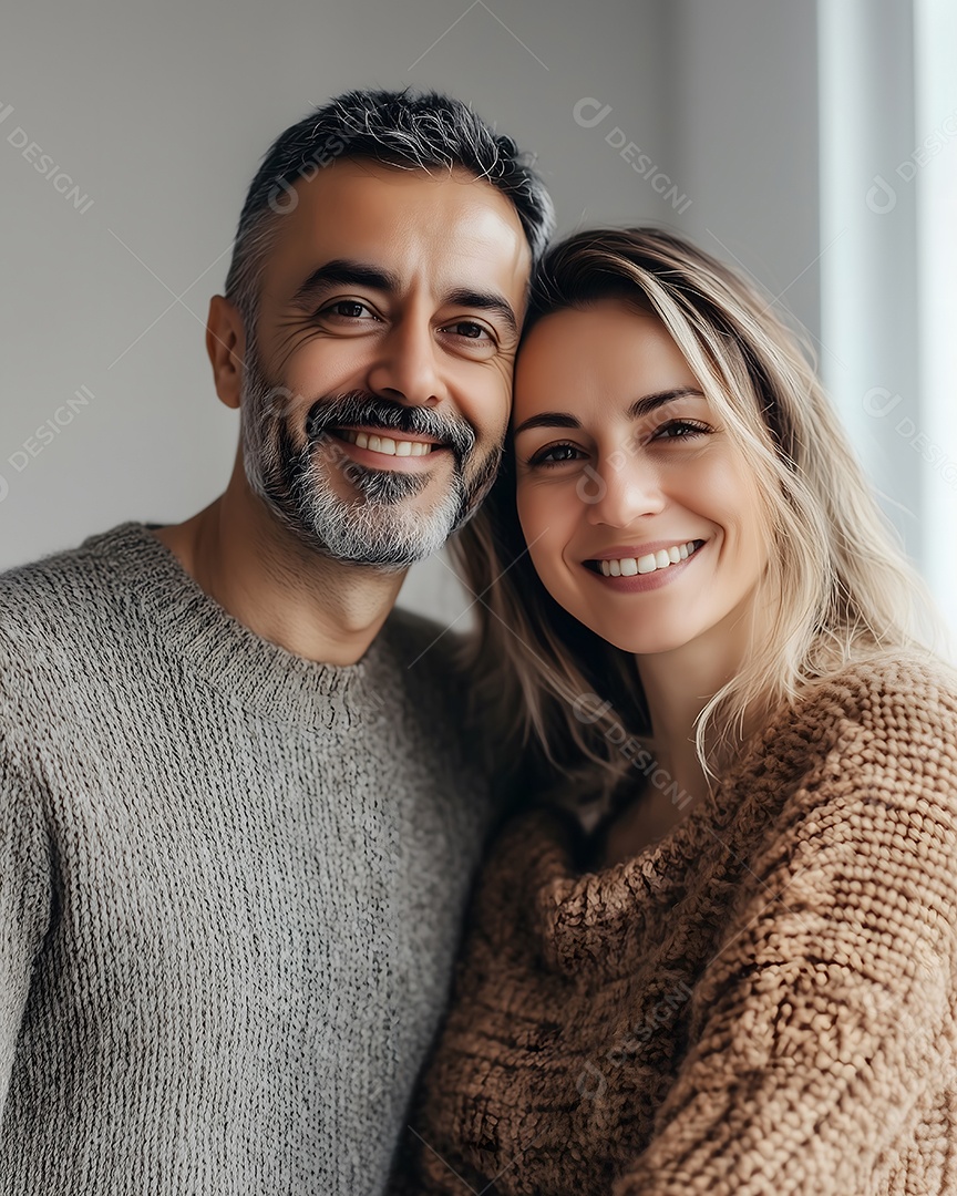 Um casal de meia idade felizes