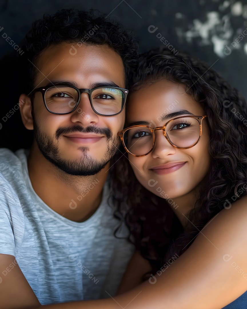 Namorados abraçados e felizes