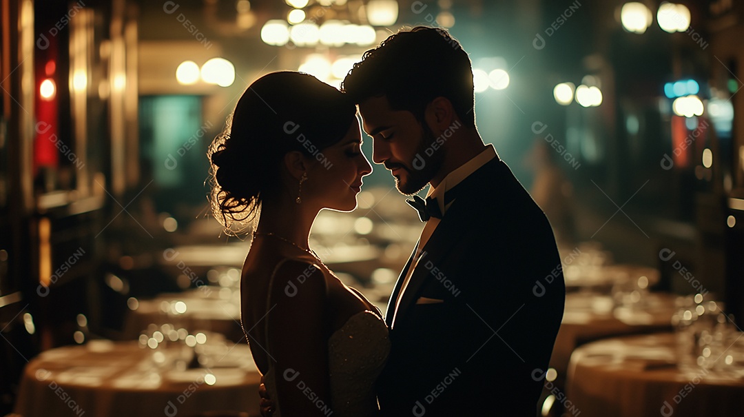 Casal lindo dançando em um baile
