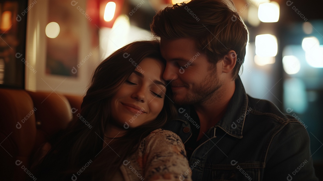 Namorados juntos e felizes