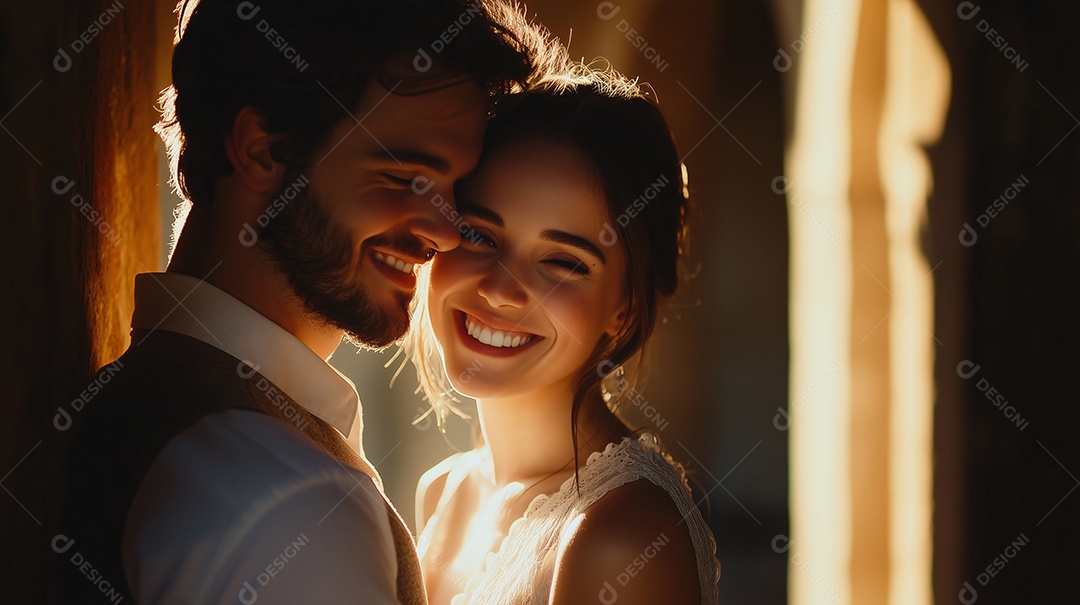 Casal de noivos lindos depois da cerimonia