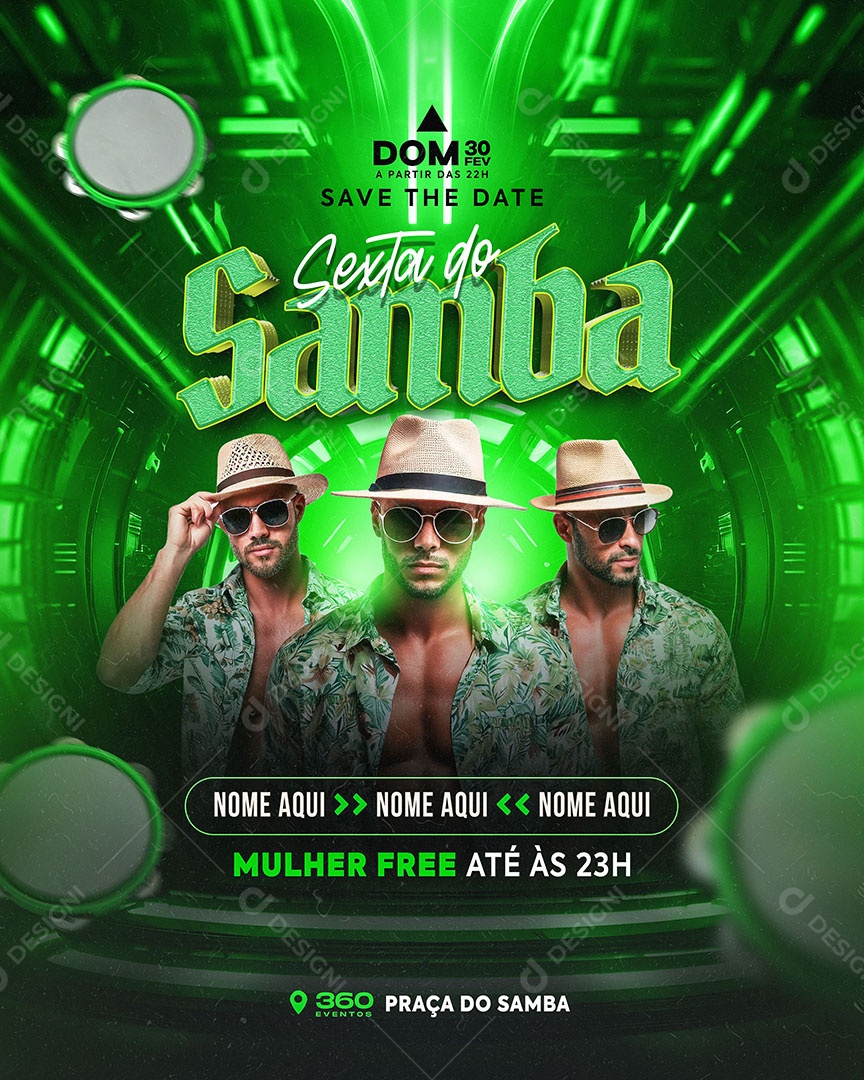 Flyer Sexta Do Samba Feed Social Media PSD Editável