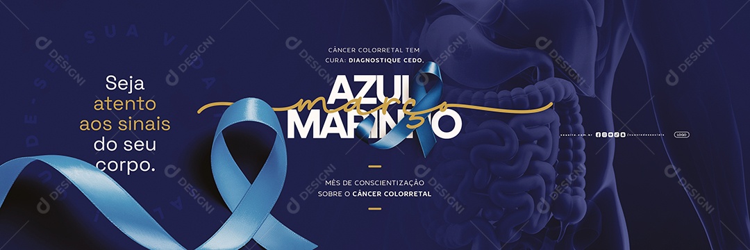 Carrossel Março Azul Marinho Seja Atento Aos Sinais do Seu Corpo Social Media PSD Editável