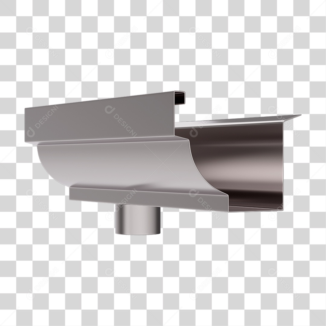 Elemento 3D Calhas de Aço Galvanizado PNG Transparente