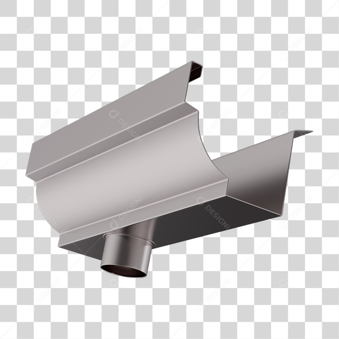 Elemento 3D Calhas de Aço Galvanizado PNG Transparente