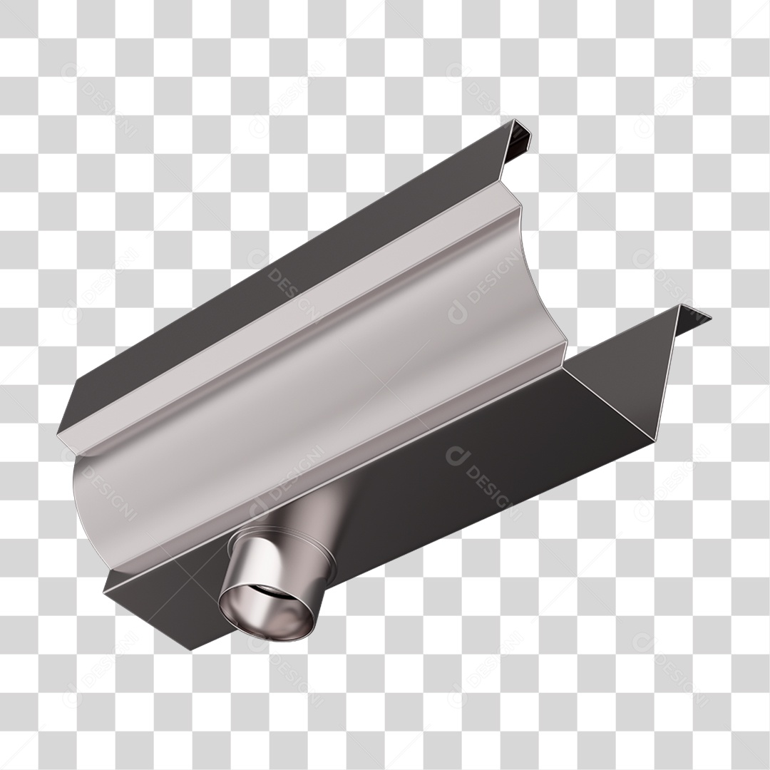 Elemento 3D Calhas de Aço Galvanizado PNG Transparente