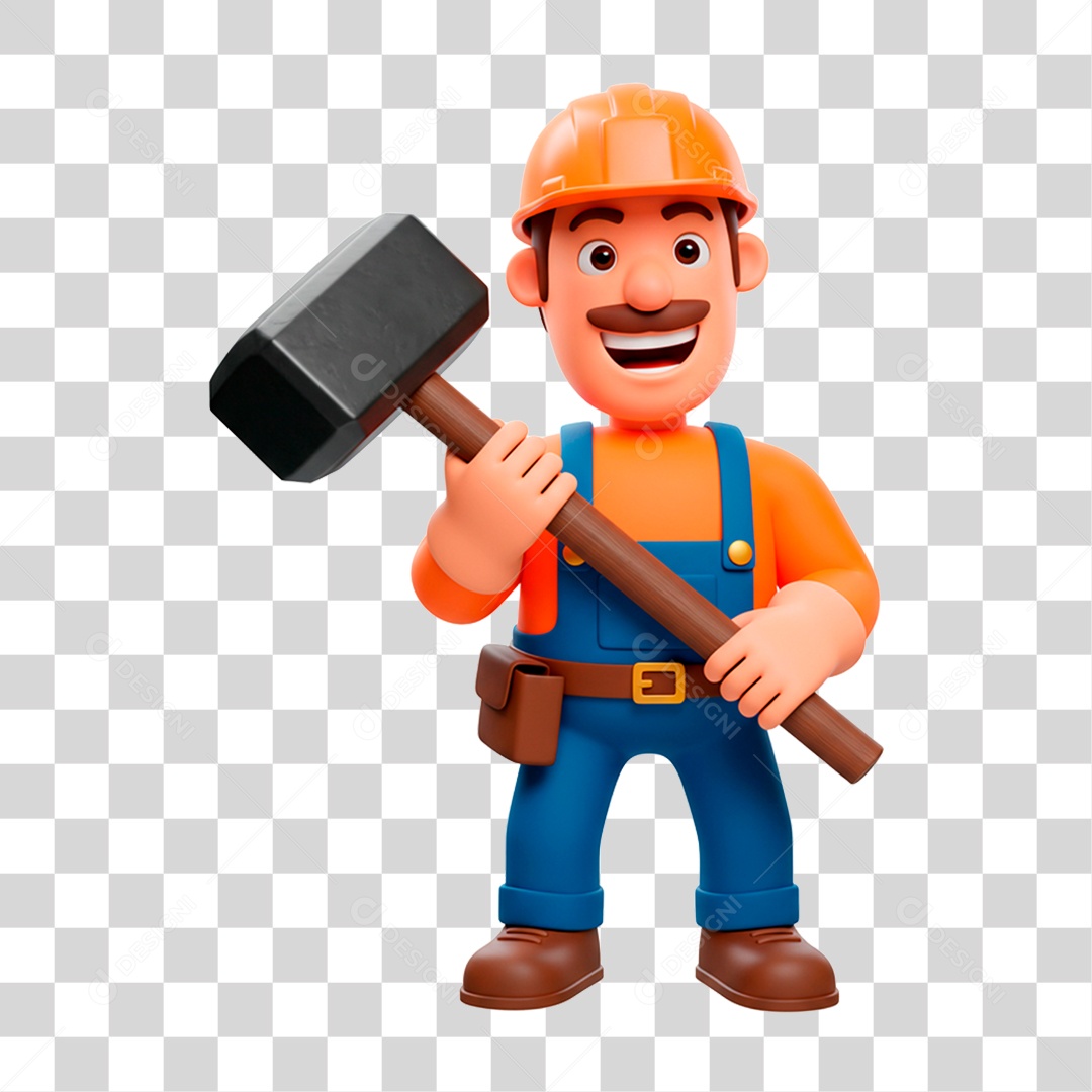 Personagem Pedreiro PNG Transparente