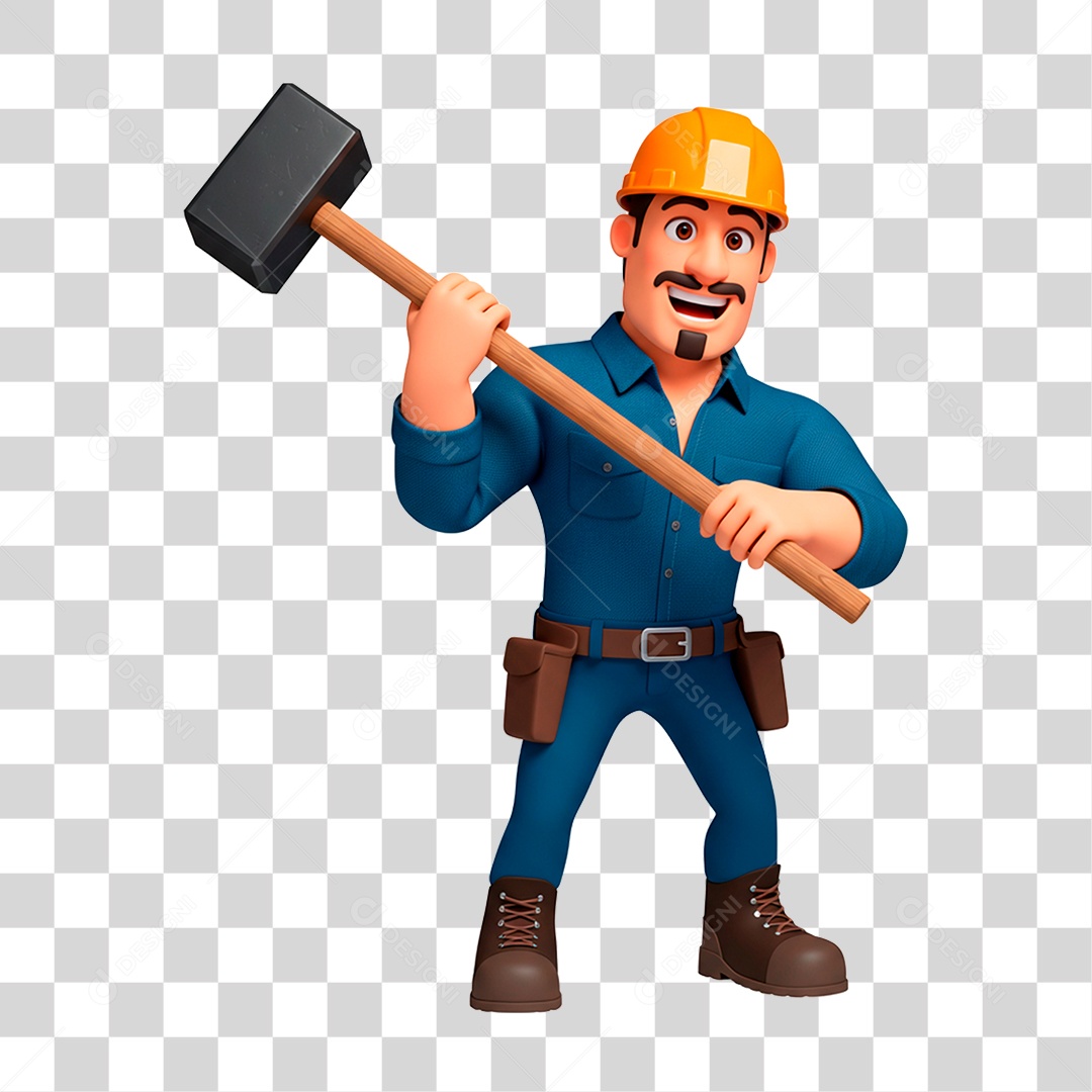 Personagem Pedreiro PNG Transparente