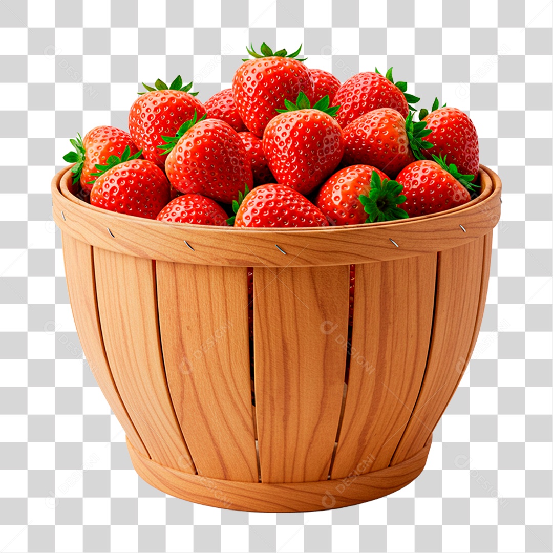 Cesta de Morango PNG Transparente