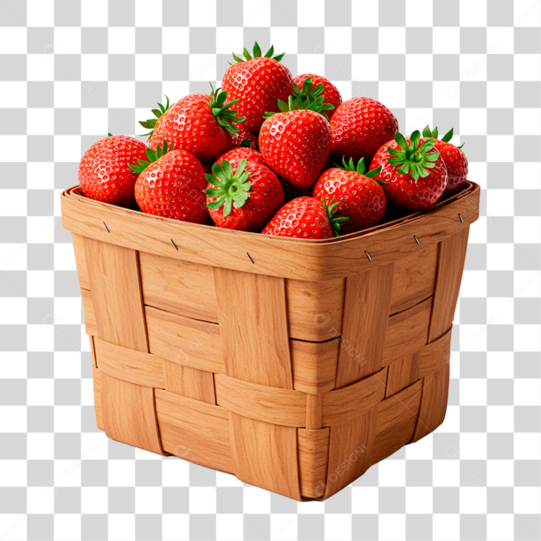 Cesta de Morango PNG Transparente