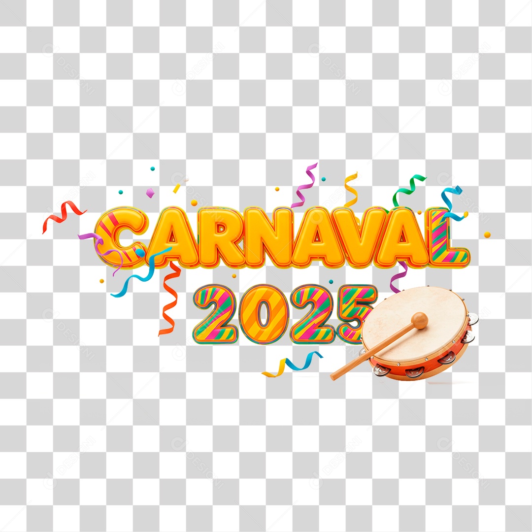 Selo 3D Carnaval 2025 PNG Transparente