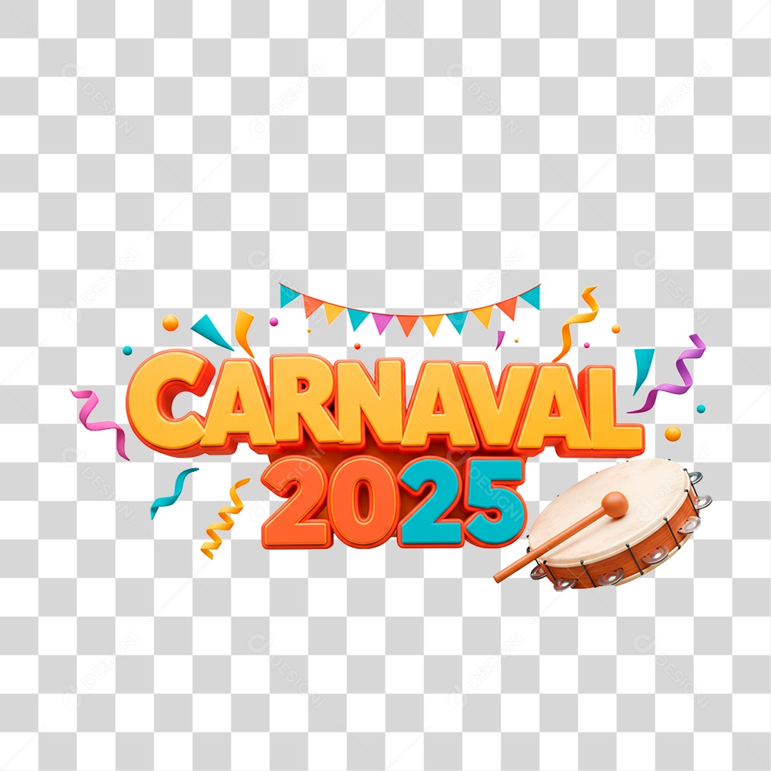 Selo 3D Carnaval 2025 PNG Transparente