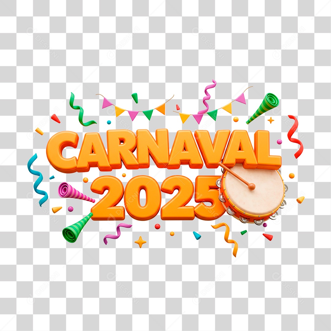 Selo 3D Carnaval 2025 PNG Transparente