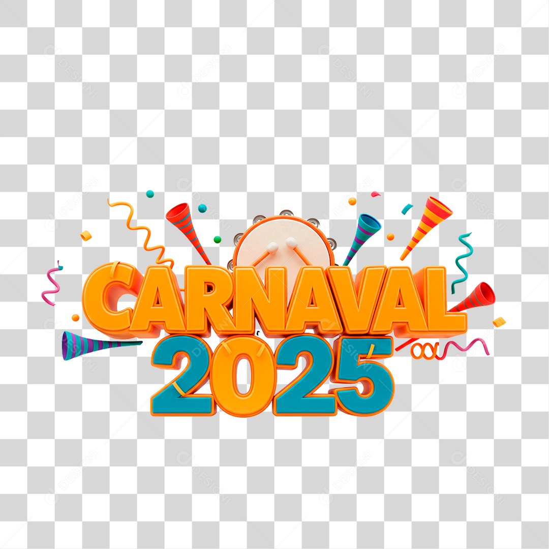 Selo 3D Carnaval 2025 PNG Transparente