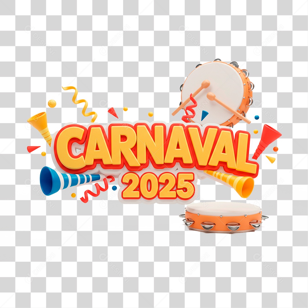 Selo 3D Carnaval 2025 PNG Transparente