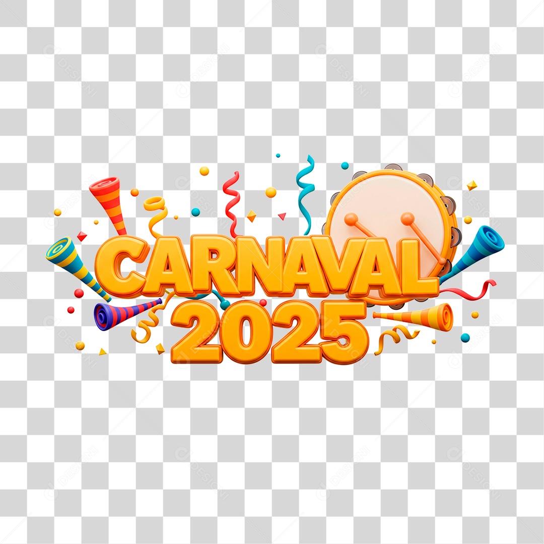 Selo 3D Carnaval 2025 PNG Transparente