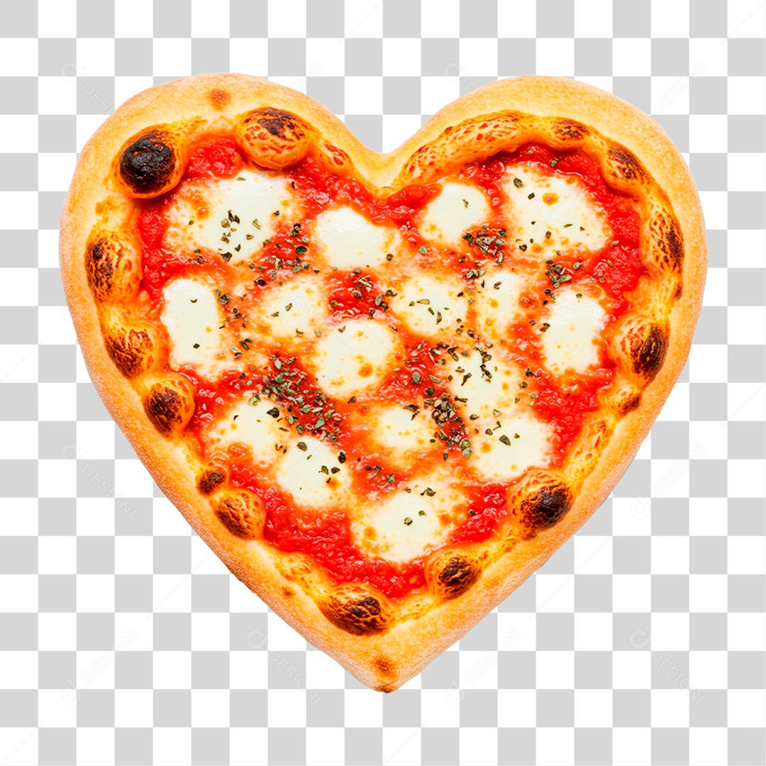 Pizza com Forma de Coração PNG Transparente