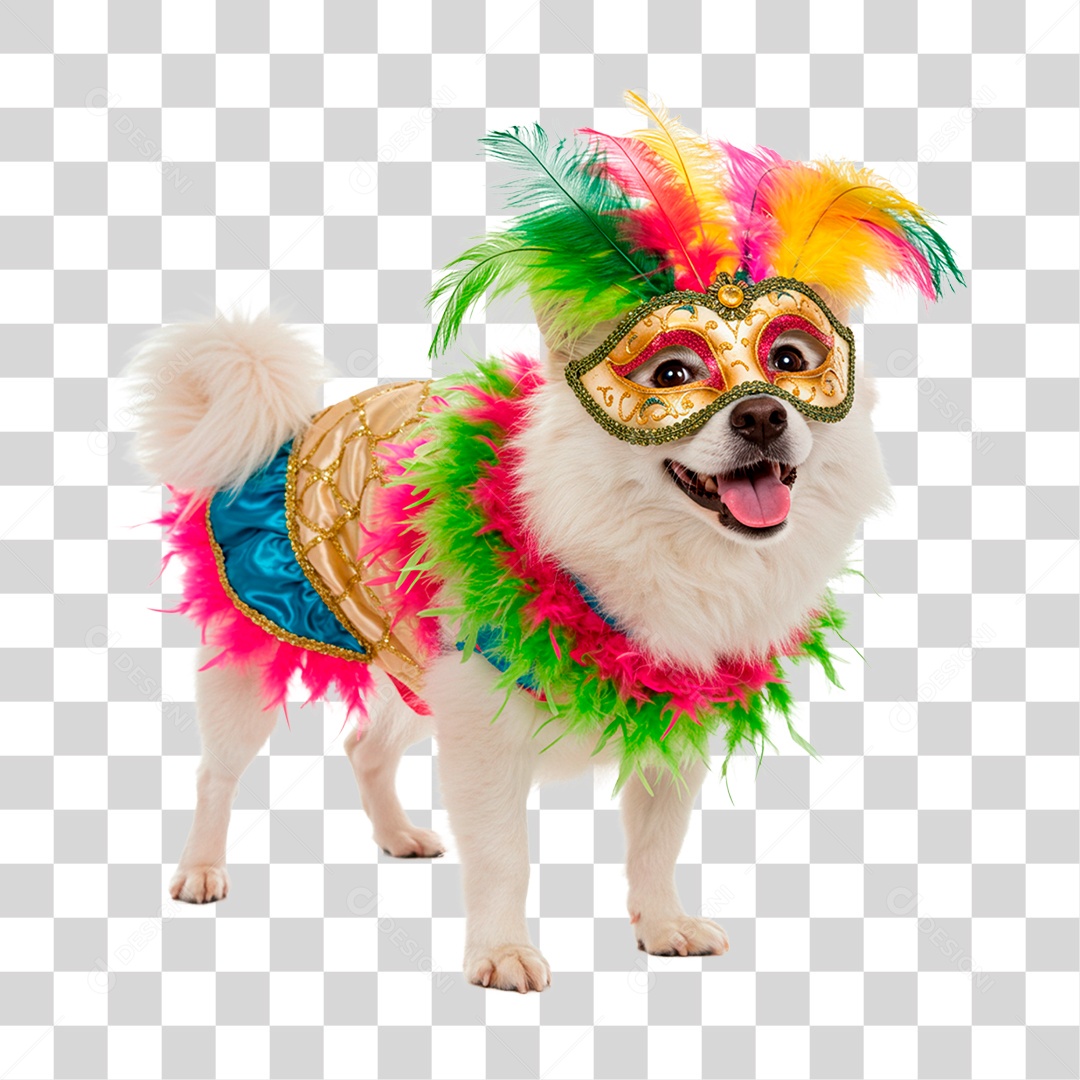 Cachorro com Mascara de Carnaval PNG Transparente