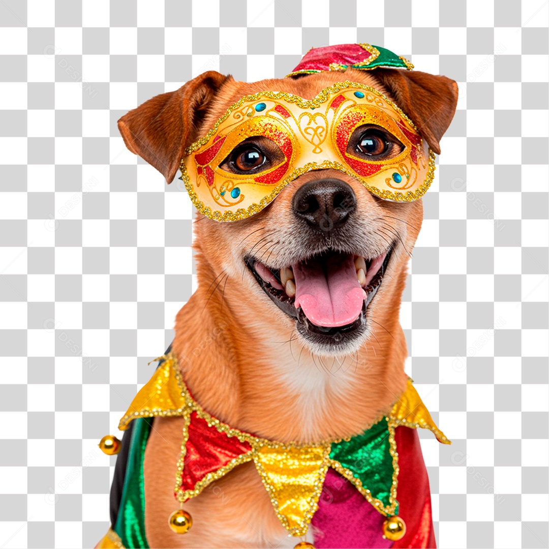 Cachorro com Mascara de Carnaval PNG Transparente