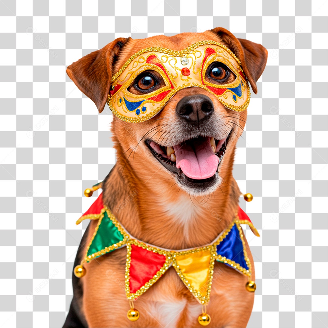 Cachorro com Mascara Carnaval PNG Transparente