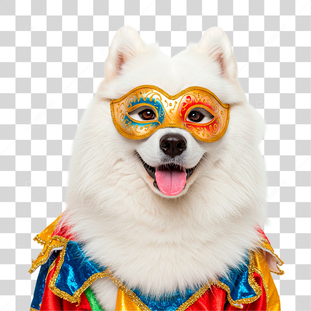 Cachorro com Mascara de Carnaval PNG Transparente