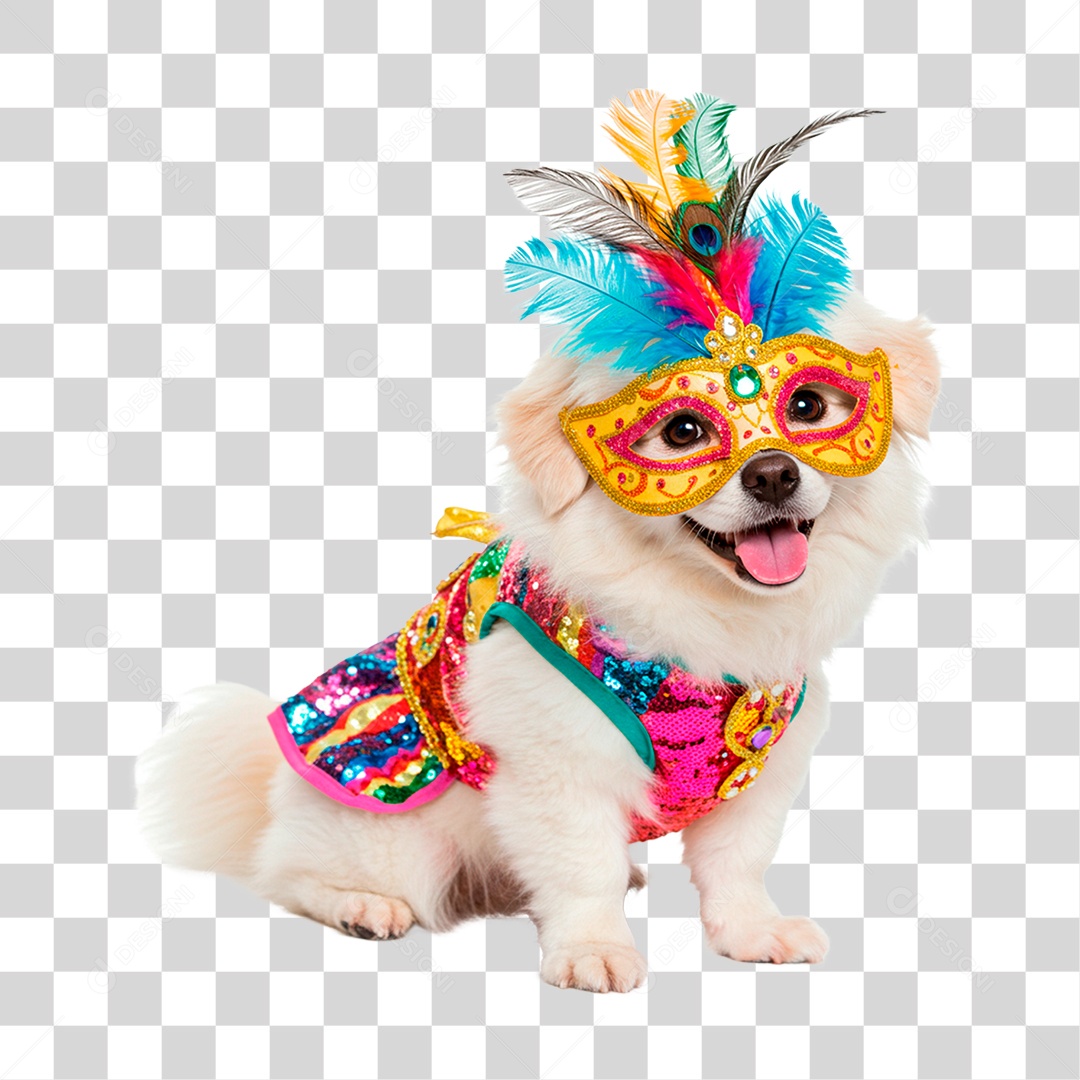 Cachorro com Mascara de Carnaval PNG Transparente