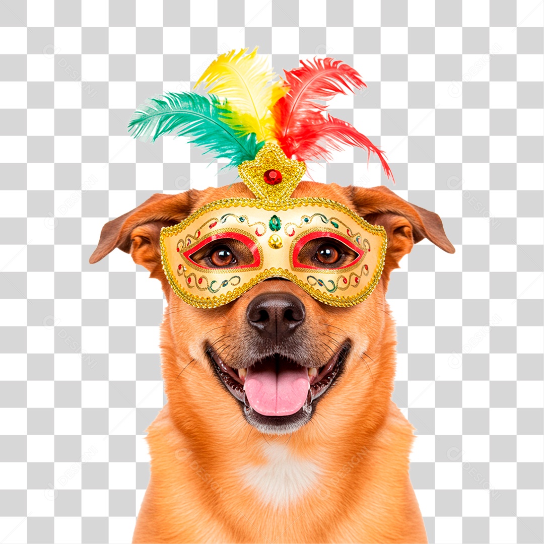 Cachorro com Mascara Carnaval PNG Transparente