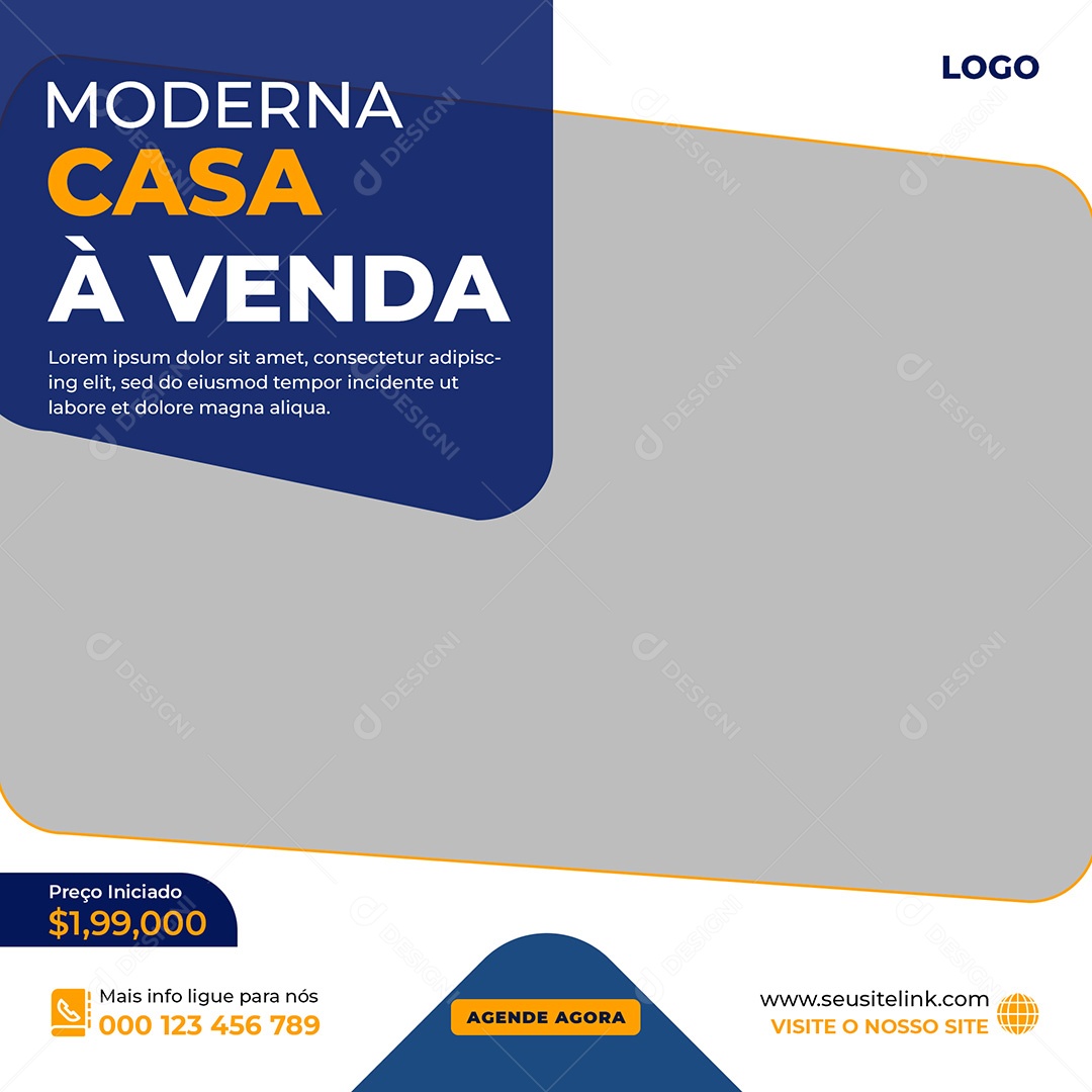 Imobiliária Moderna Casa á Venda Social Media PSD Editável
