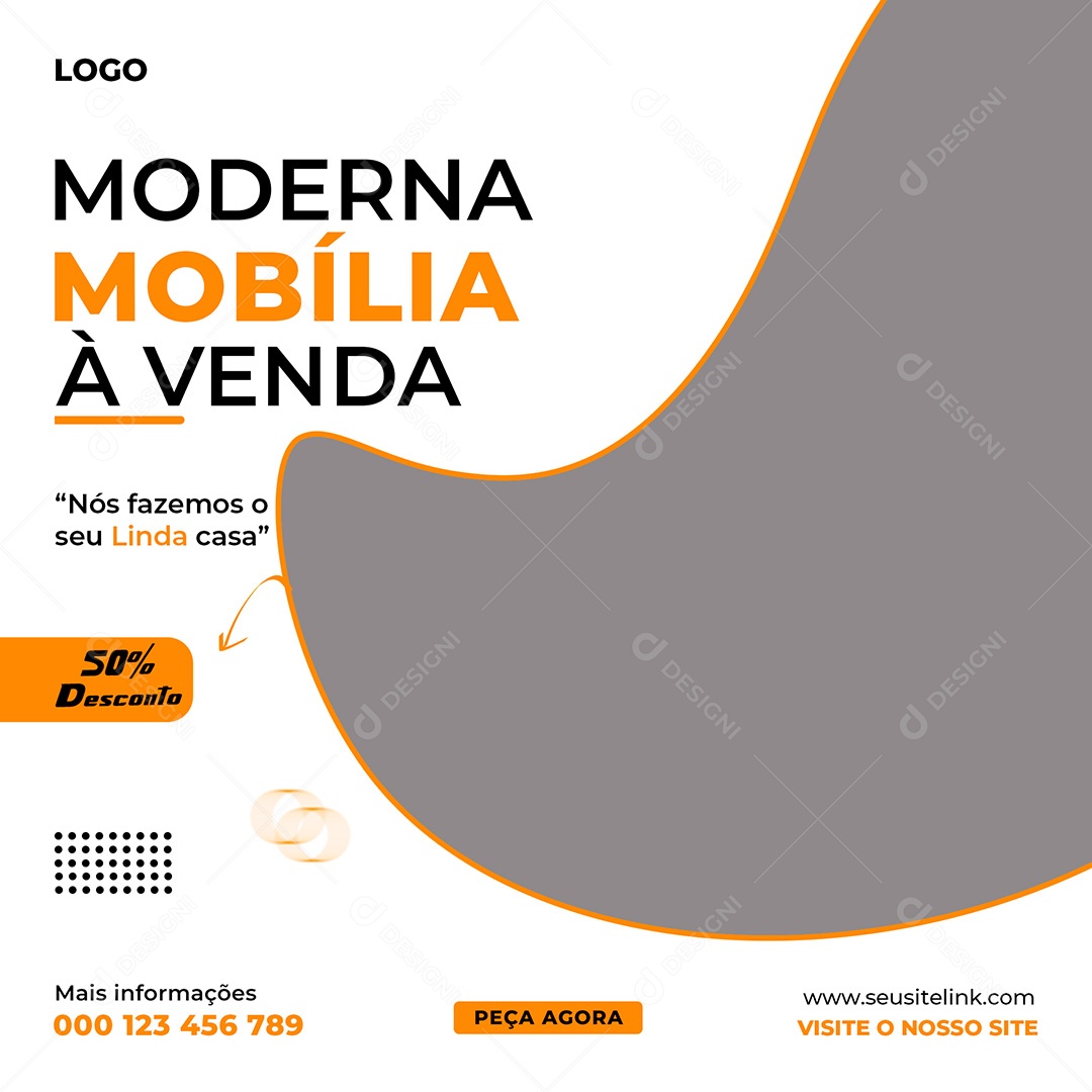 Imobiliária Moderna Mobília á Venda Social Media PSD Editável