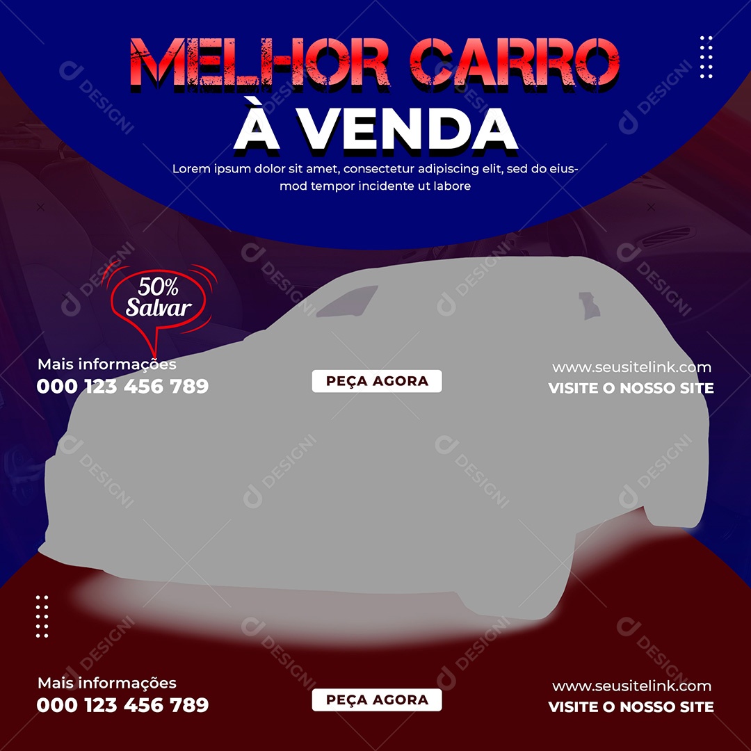 Concessionária Melhor Carro á Venda Social Media PSD Editável