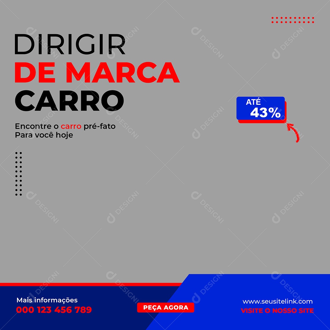 Concessionária Carro de Marca Social Media PSD Editável
