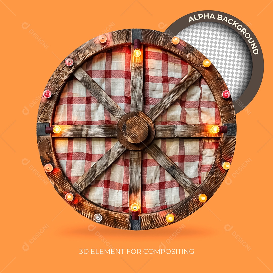 Roda De Madeira Elemento 3D Para Composição PSD