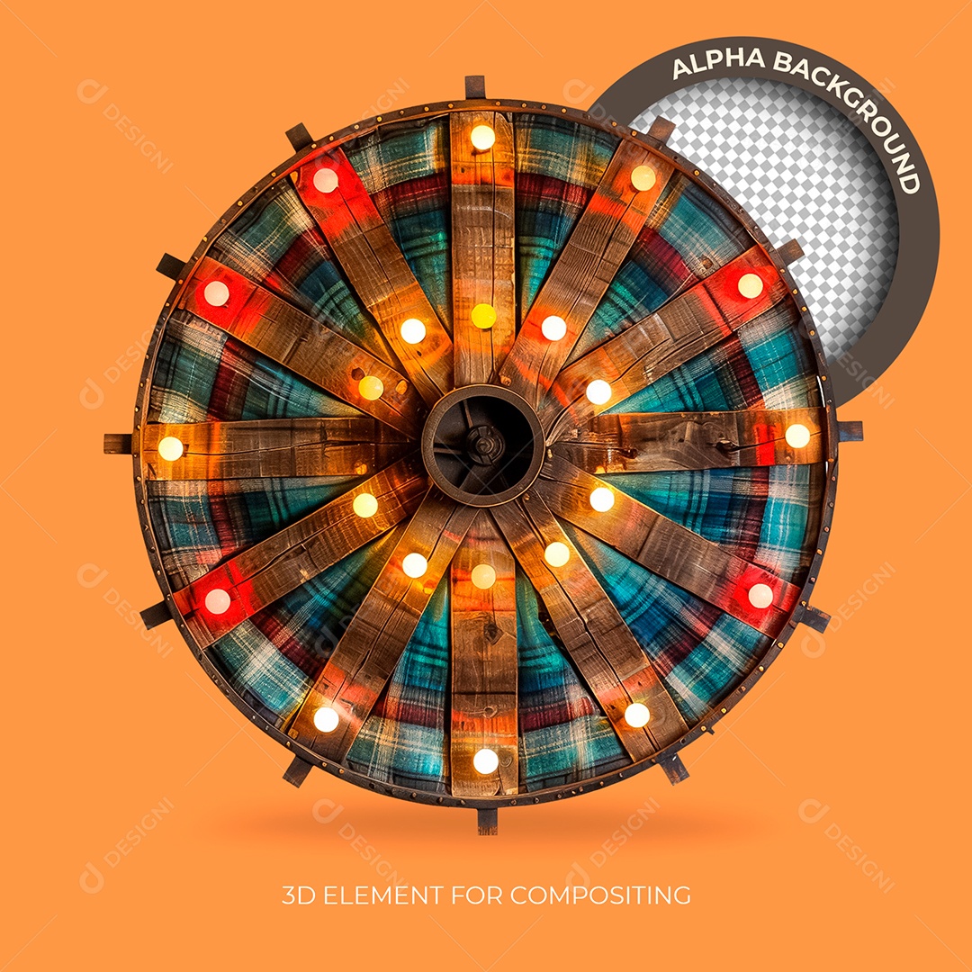 Roda De Madeira Elemento 3D Para Composição PSD