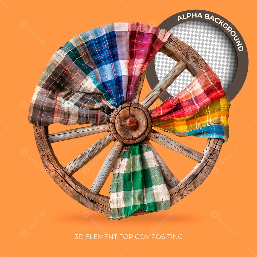 Roda De Madeira Elemento 3D Para Composição PSD
