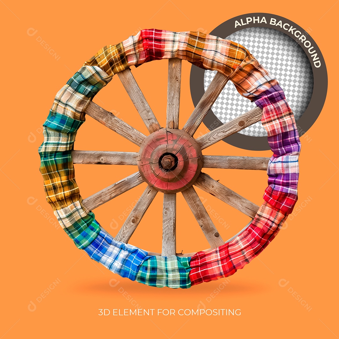 Roda De Madeira Elemento 3D Para Composição PSD