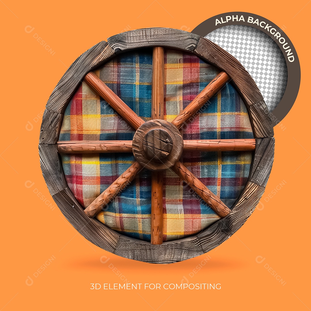 Roda De Madeira Elemento 3D Para Composição PSD