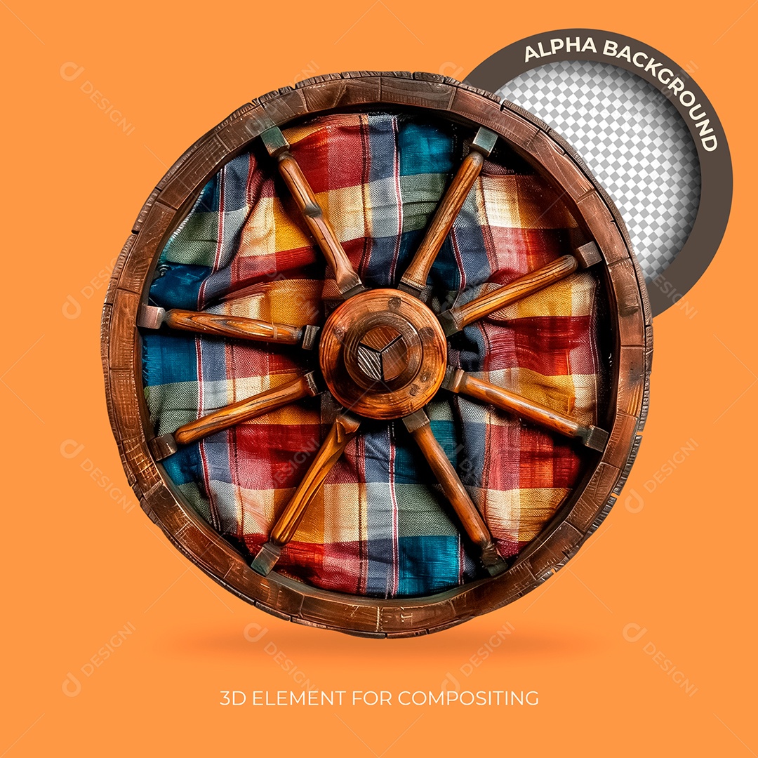 Roda De Madeira Elemento 3D Para Composição PSD