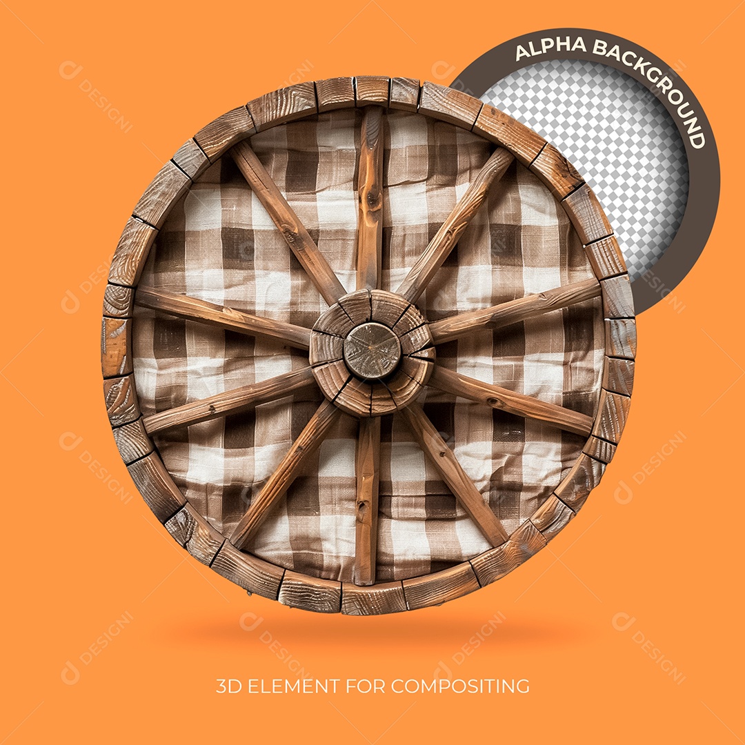 Roda De Madeira Elemento 3D Para Composição PSD