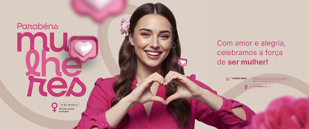 Banner Dia Internacional Das Mulheres 08 de Março Social Media PSD Editável