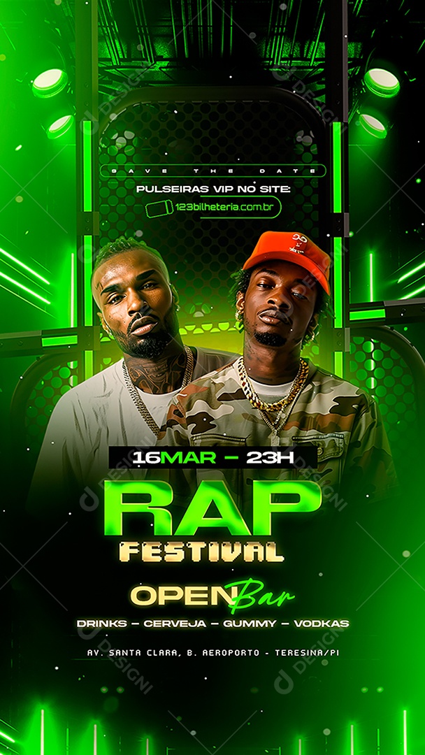 Story Flyer Rap Festival Open Bar Social Media PSD Editável