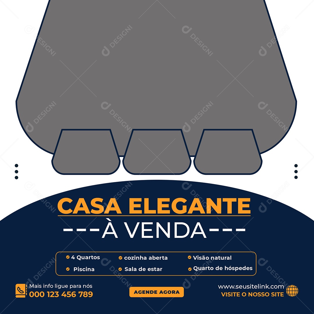 Imobiliária Casa Elegante á Venda Social Media PSD Editável