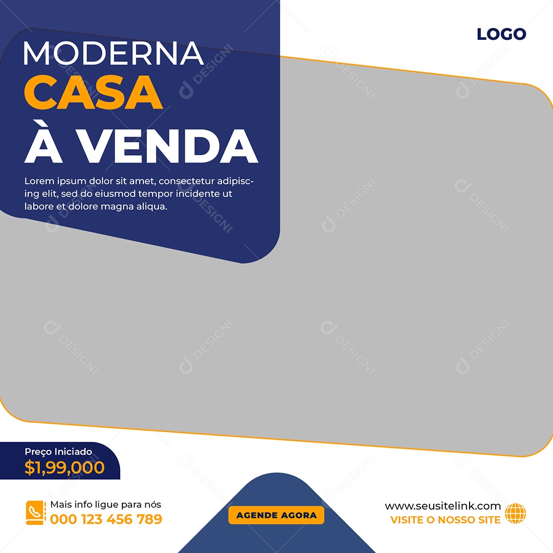 Imobiliária Moderna Casa à Venda Social Media PSD Editável