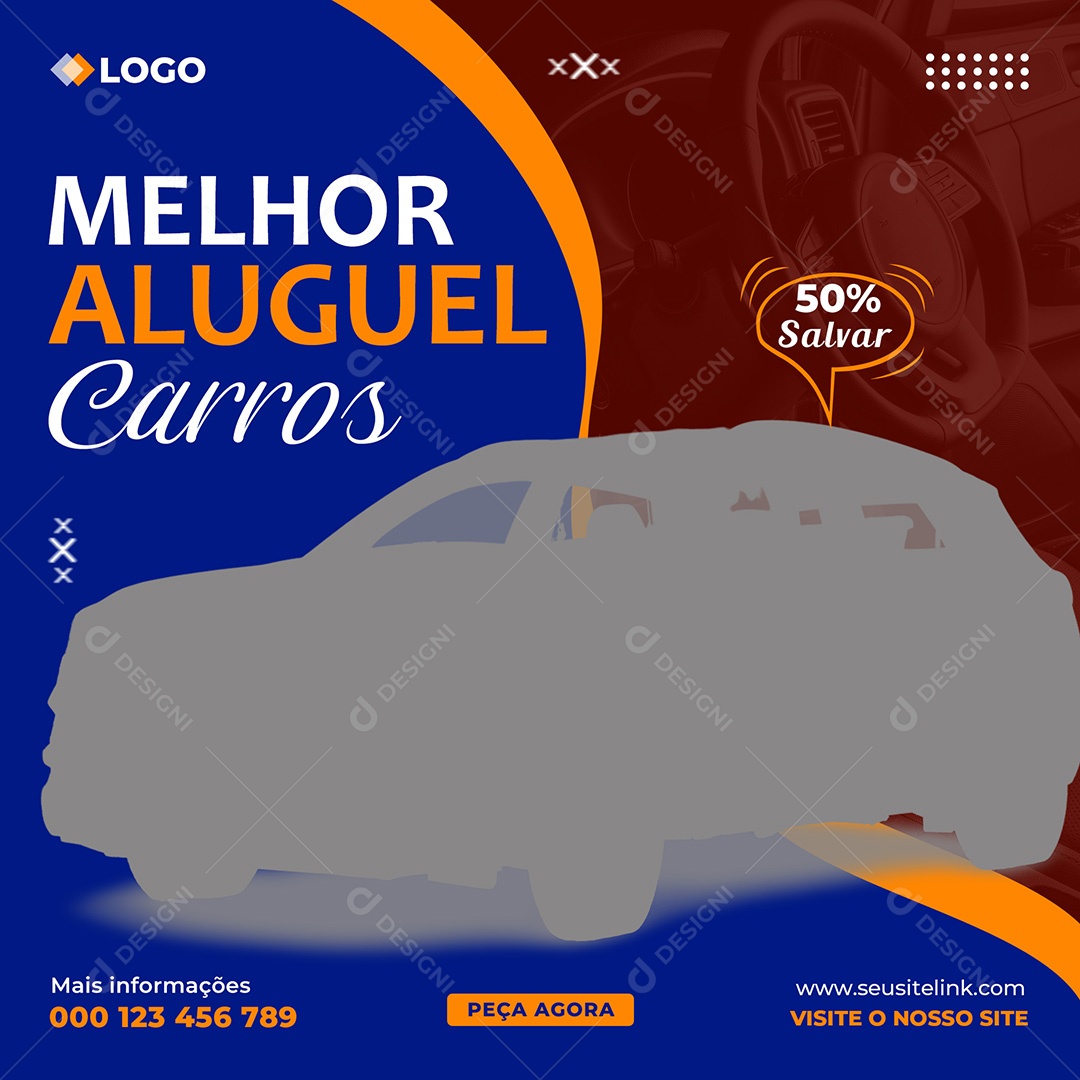 Concessionaria Melhor Aluguel de Carros Social Media PSD Editavel