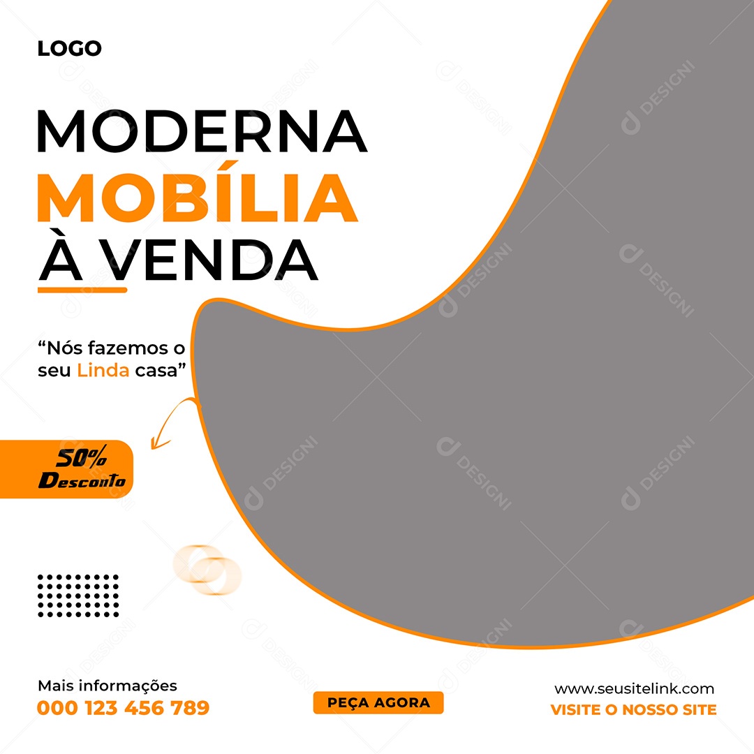 Imobiliária Moderna Mobília à Venda Social Media PSD Editável